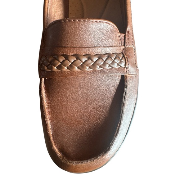 Clark's Collection Brown Leather Cora Viola Woman's Slip On Sz 10 Shoes Braided - Picture 5 of 7